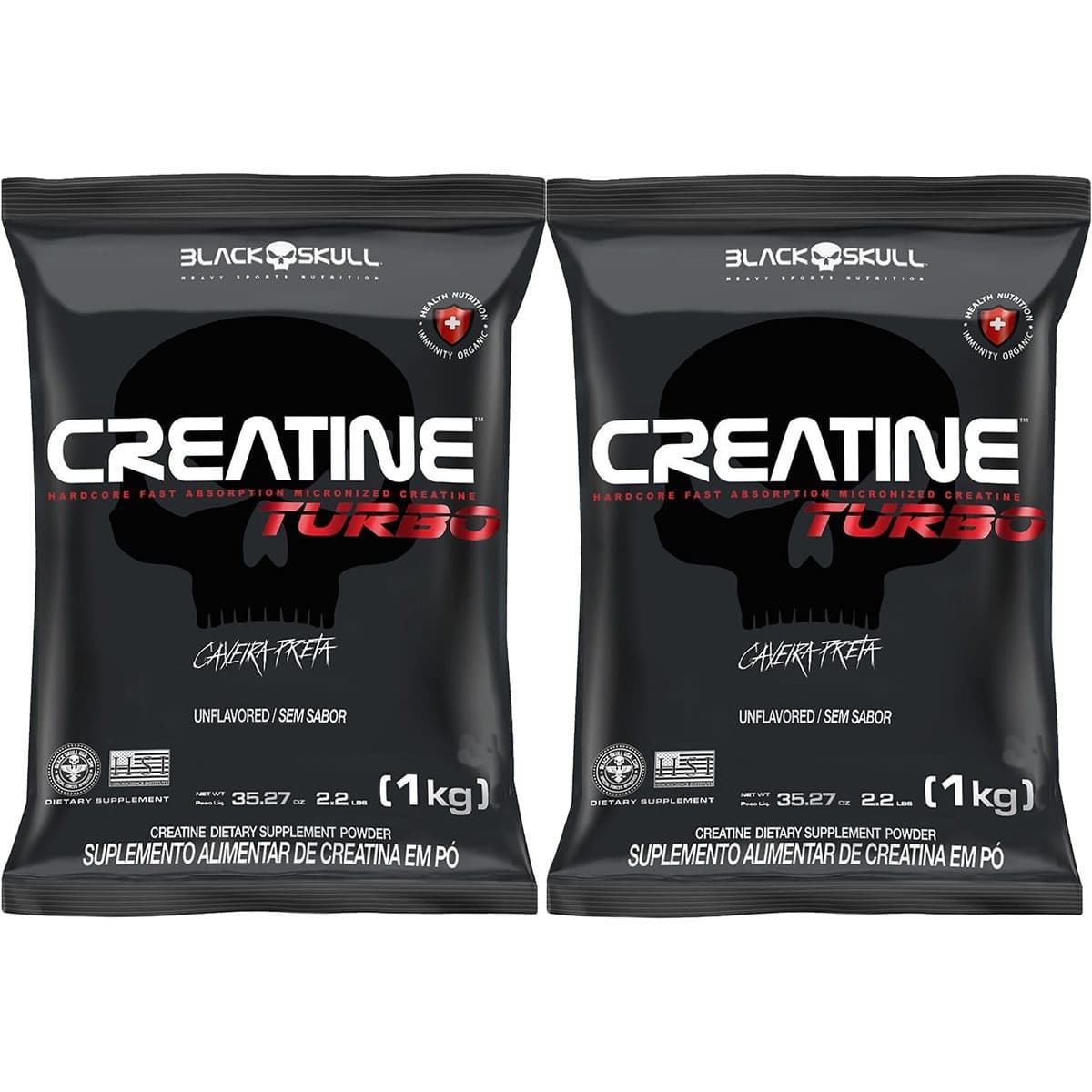 Kit 2X Creatine Turbo - 1000g Refil Sem Sabor - BlackSkull