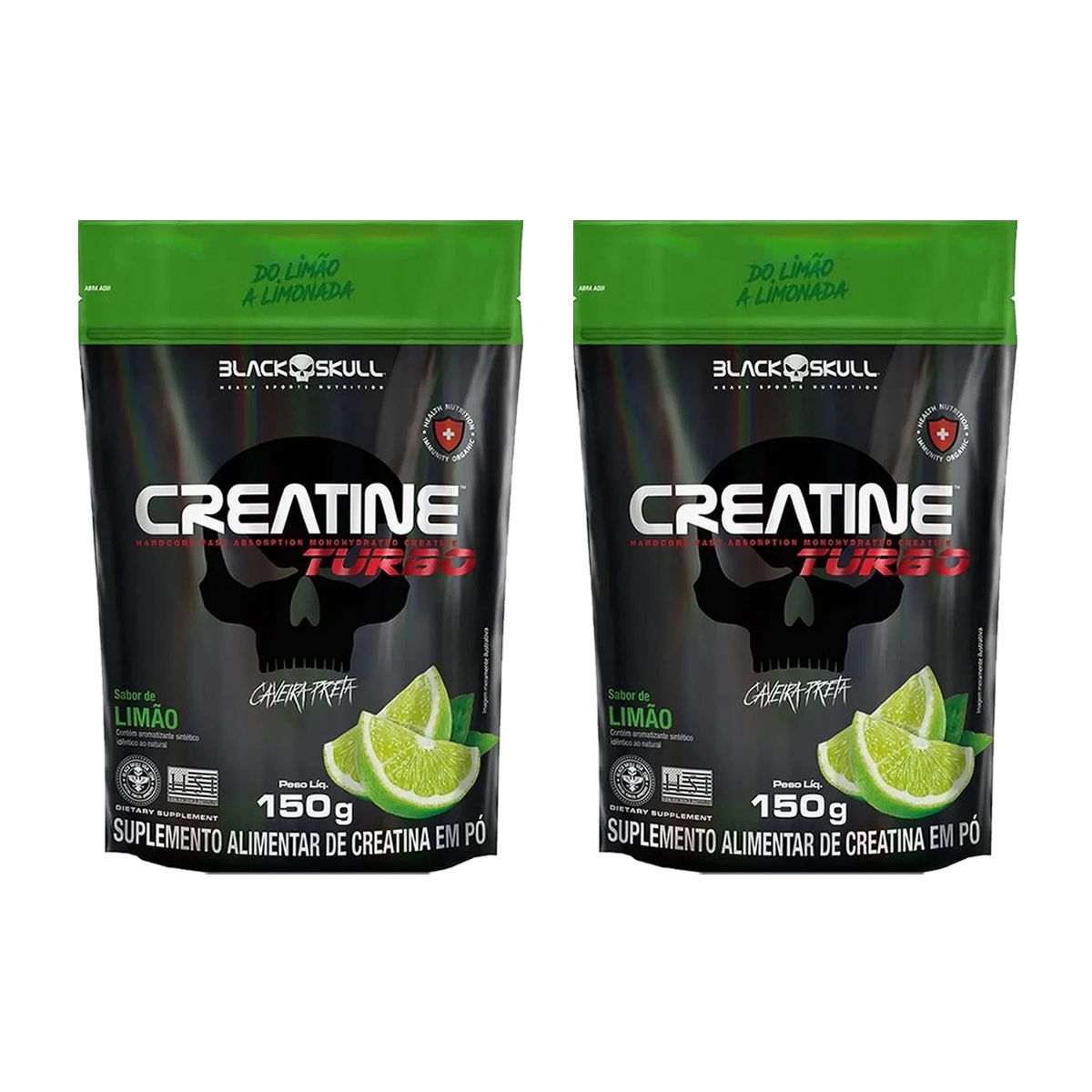 Kit 2X Creatine Turbo - 150g Refil Lim�o - Black Skull