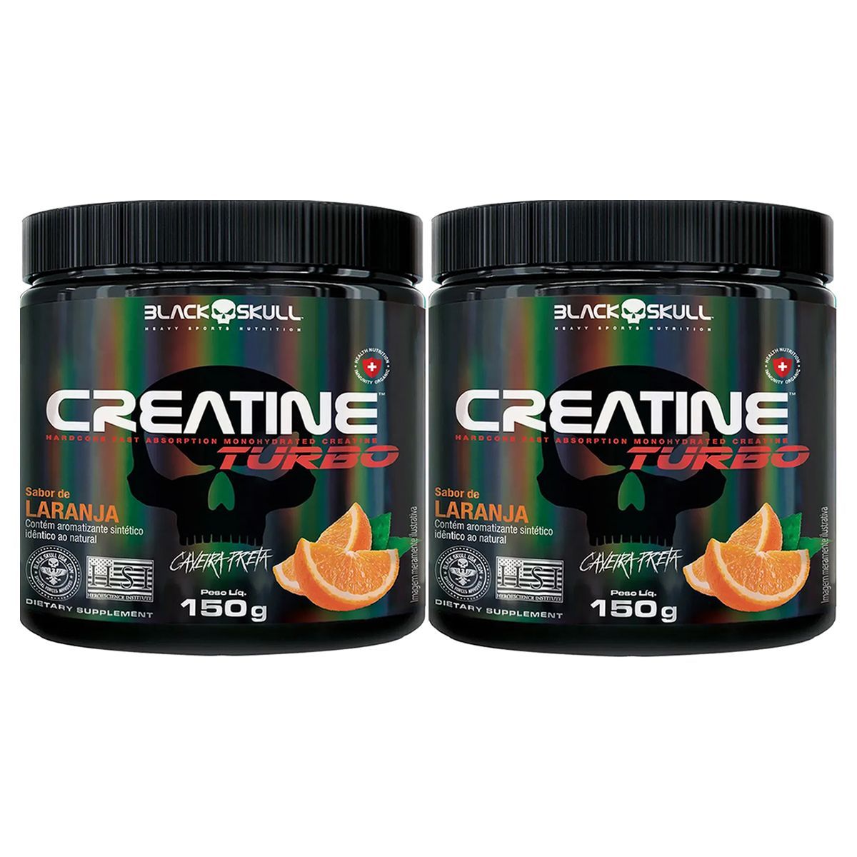 Kit 2X Creatine Turbo Monohidratada - 150g Laranja - Black Skull