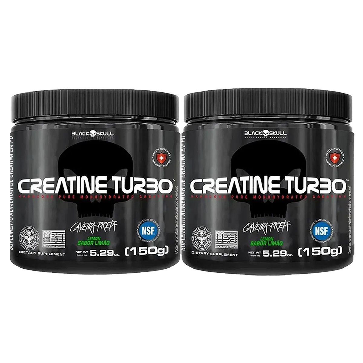 Kit 2X Creatine Turbo Monohidratada - 150g Lim�o - Black Skull