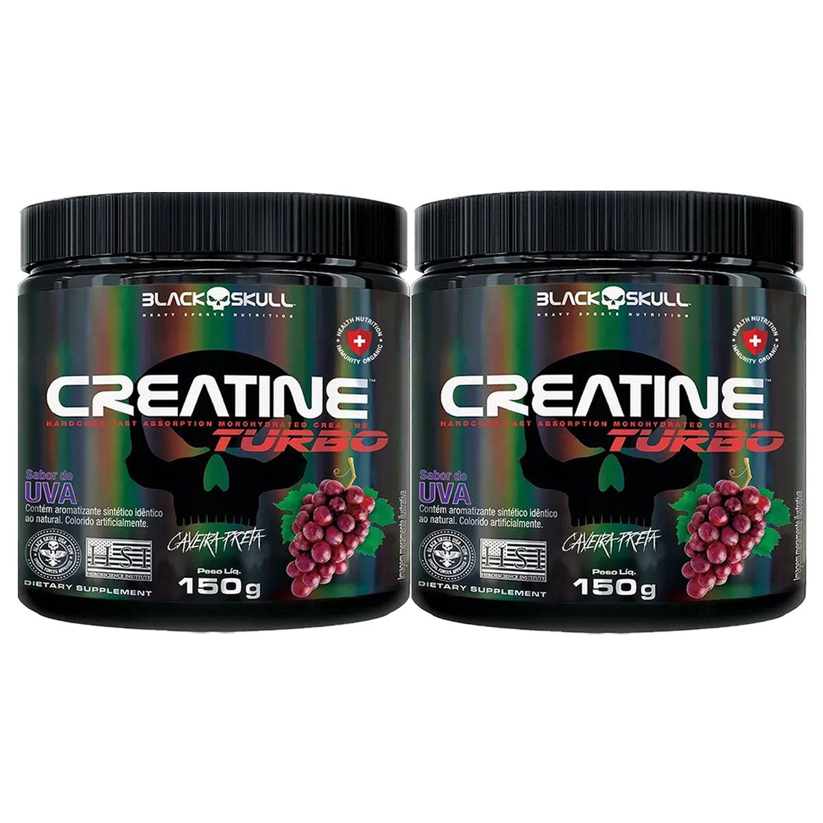 Kit 2X Creatine Turbo Monohidratada - 150g Uva - Black Skull