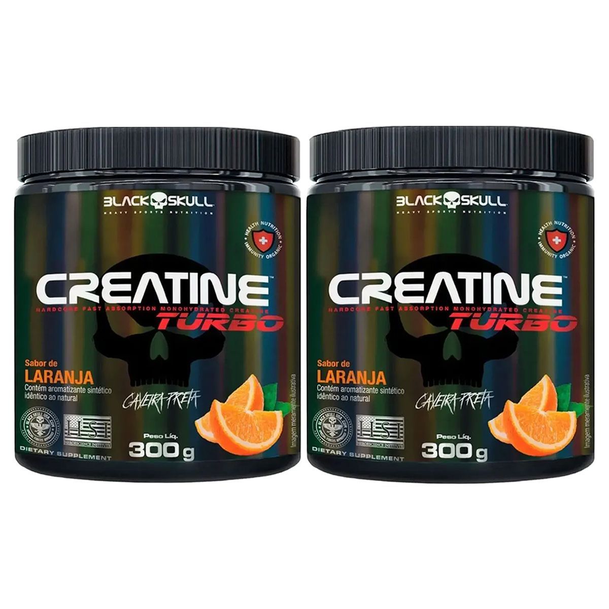 Kit 2X Creatine Turbo Monohidratada - 300g Laranja - Black Skull