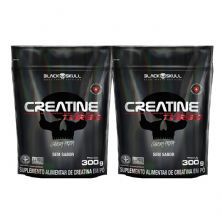 Kit 2X Creatine Turbo Monohidratada - 300g Refil Sem Sabor - Black Skull