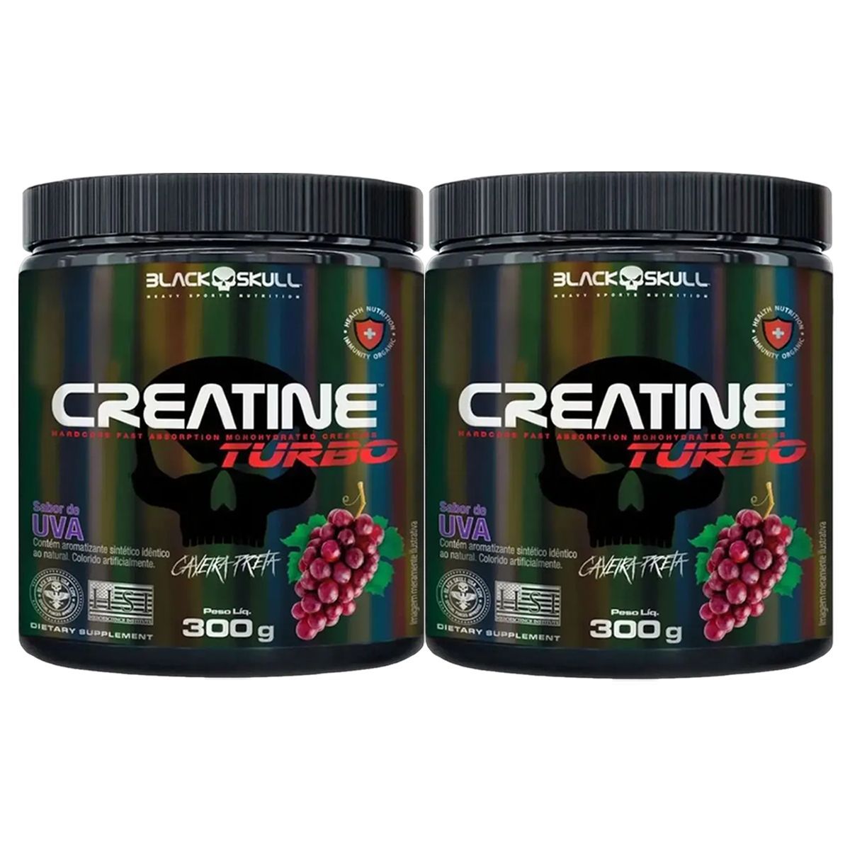 Kit 2X Creatine Turbo Monohidratada - 300g Uva - Black Skull
