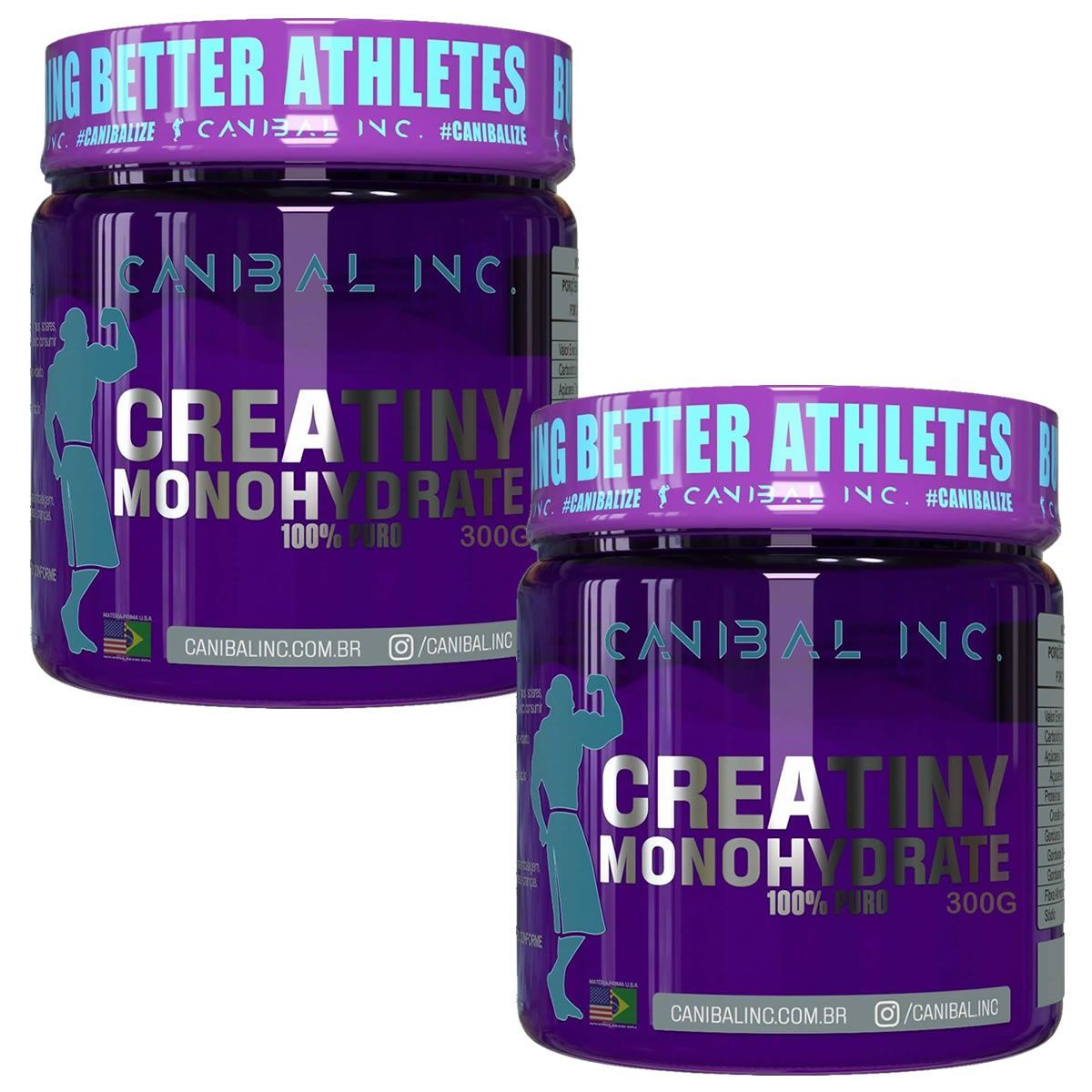 Kit 2X Creatiny Monohydrate - 300g Sem Sabor - Canibal