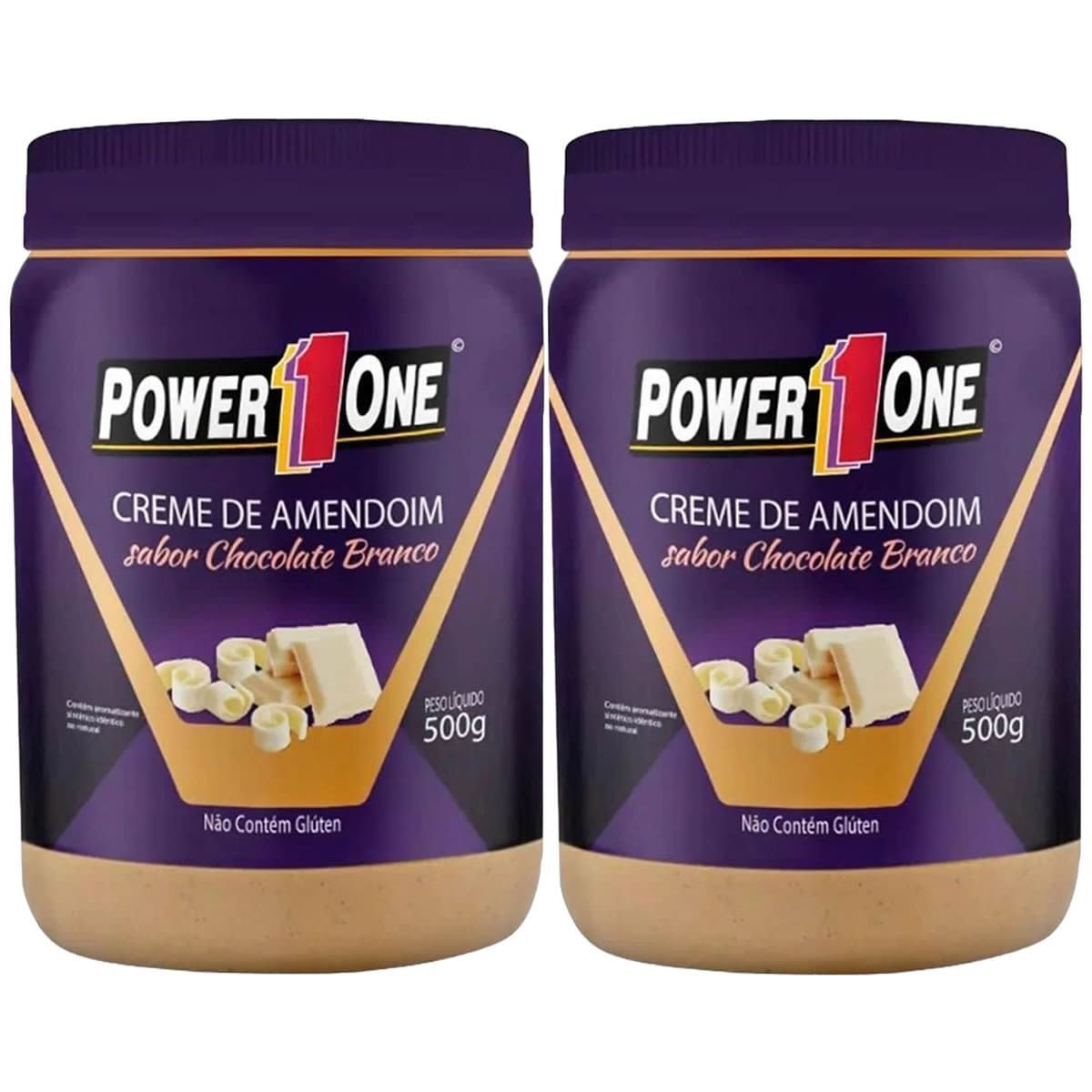 Kit 2X Creme de Amendoim - 500g  Chocolate Branco - Power One