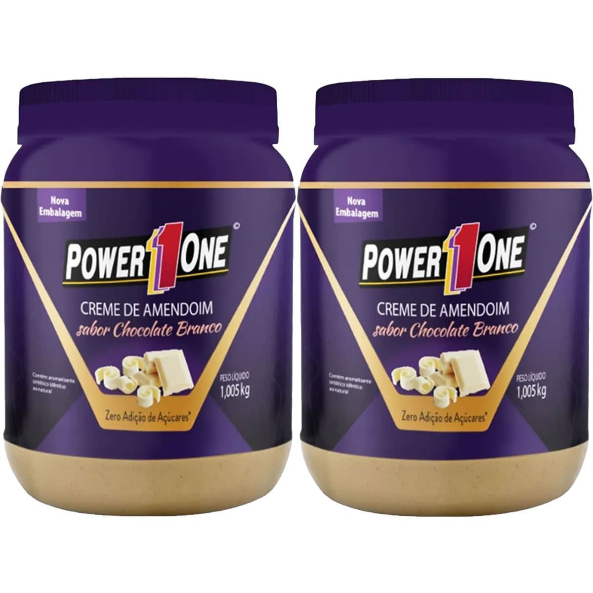 Kit 2X Creme de Amendoim com Chocolate Branco - 1005g - Power One