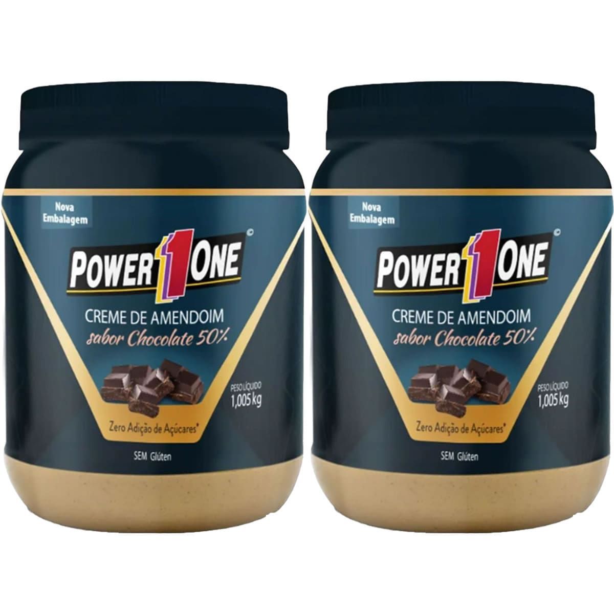 Kit 2X Creme de Amendoim com Peda�os de Chocolate - 1005g - Power One