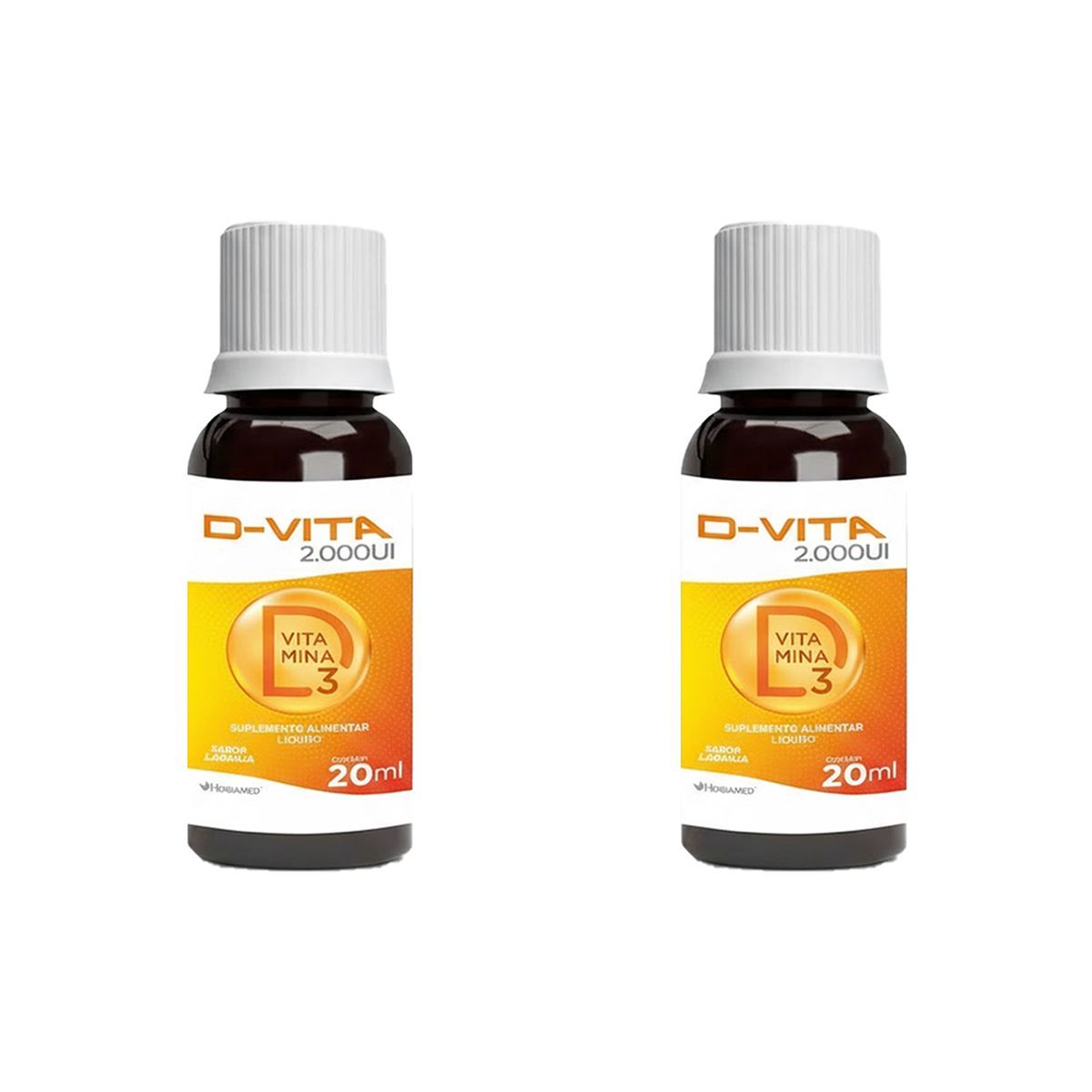 Kit 2X D-Vita Vitamina D3 2000UI - 20ml Laranja - Herbamed