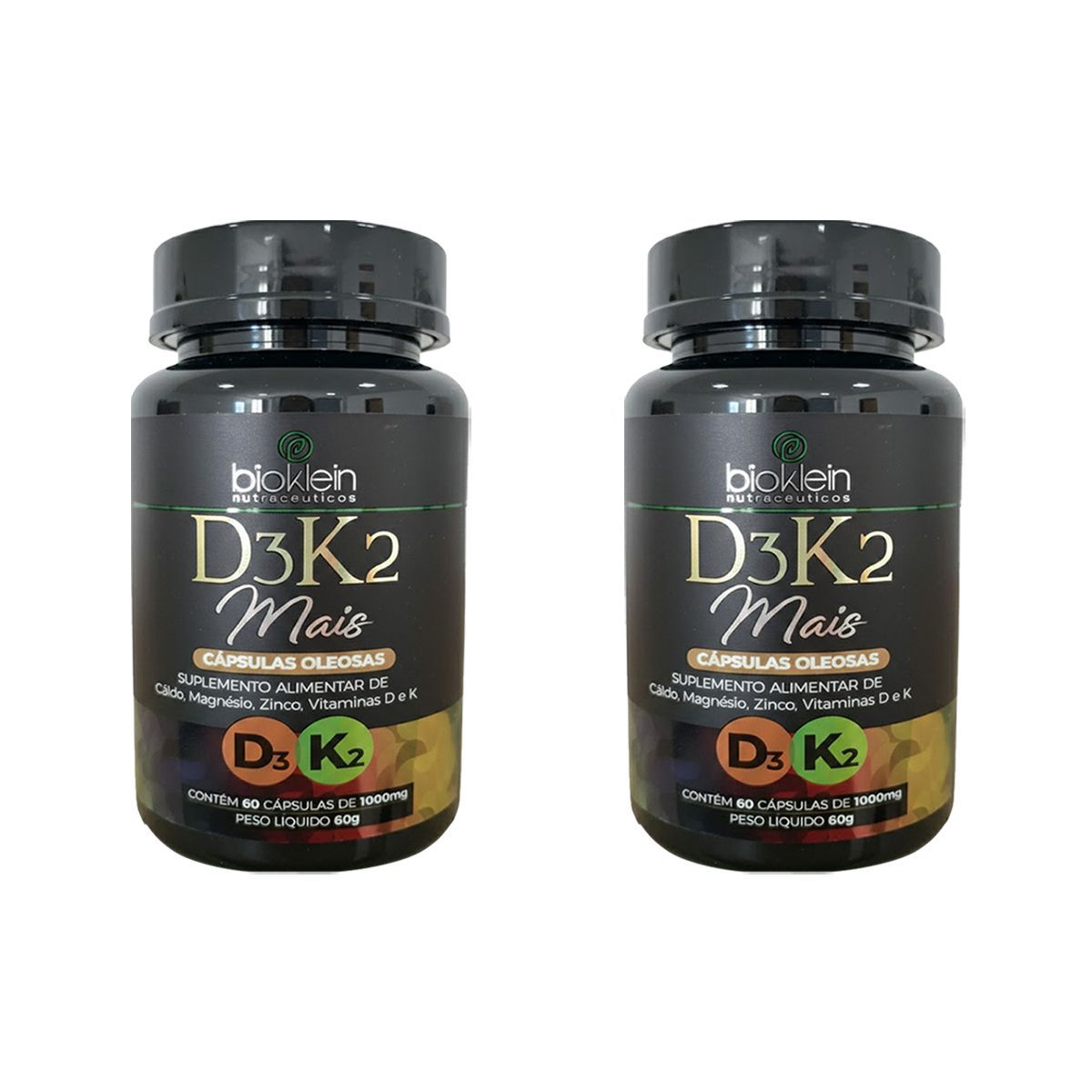 Kit 2X D3K2 Mais C�lcio Magn�sio e Zinco- 60 C�psulas - Bioklein