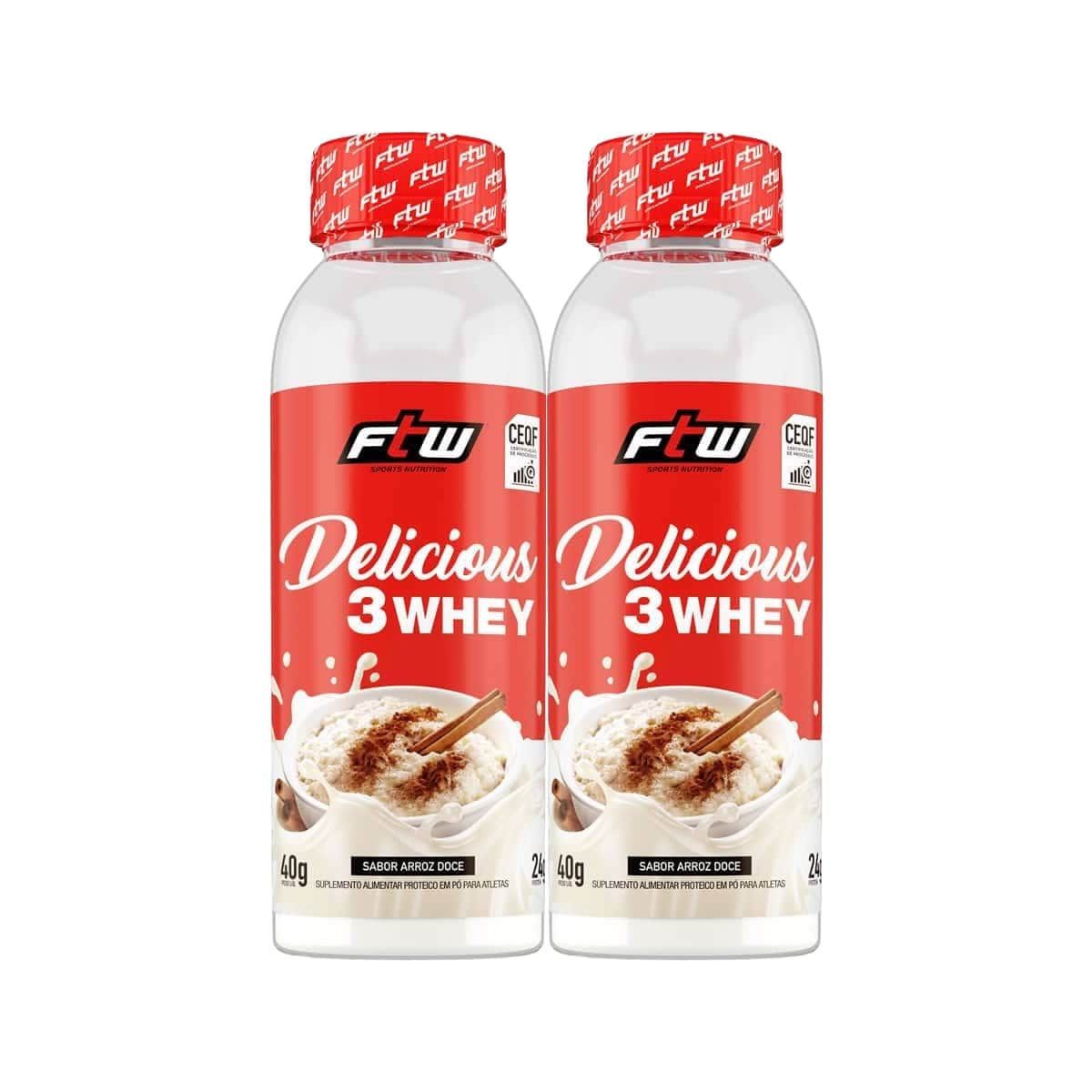 Kit 2X Delicious 3 Whey - 40g Arroz Doce - FTW
