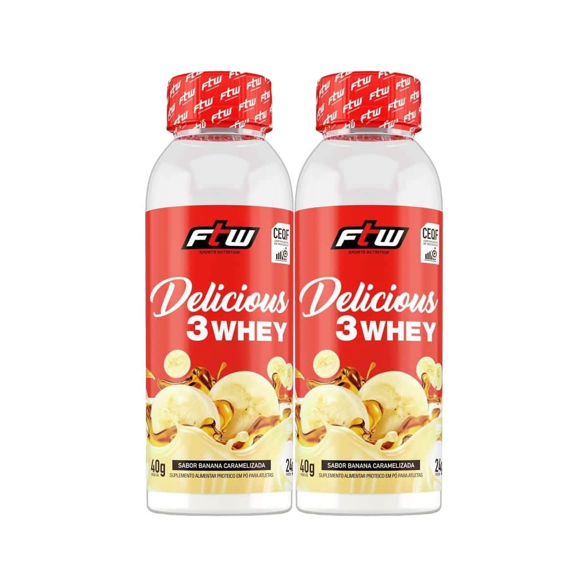 Kit 2X Delicious 3 Whey - 40g Banana Caramelizada - FTW