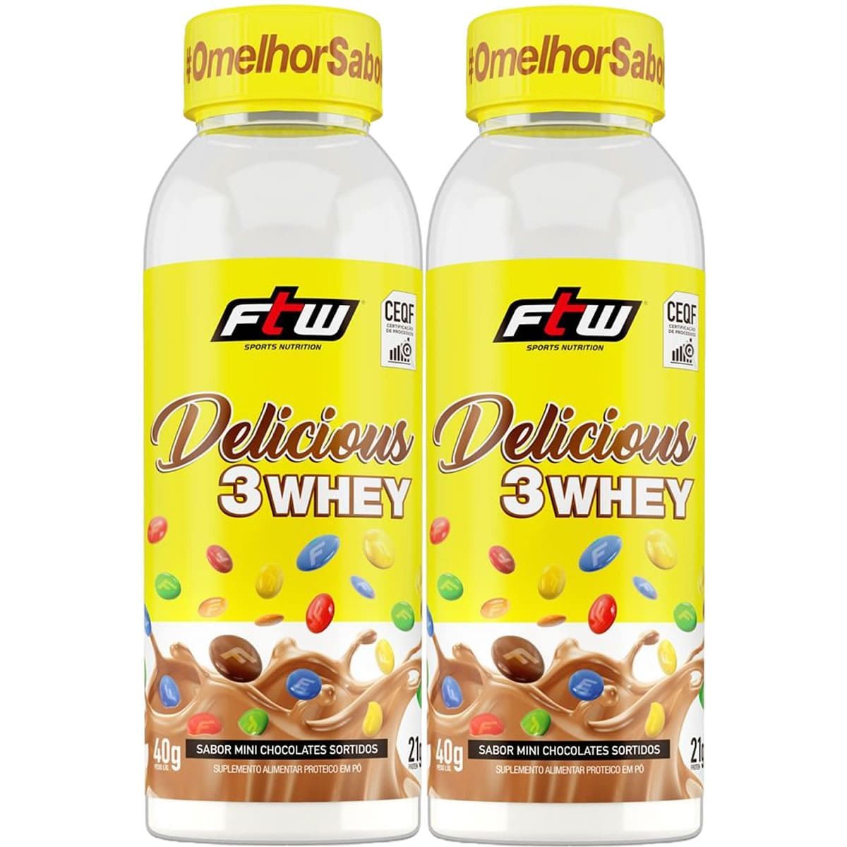 Kit 2X Delicious 3 Whey - 40g Mini Chocolates Sortidos - FTW