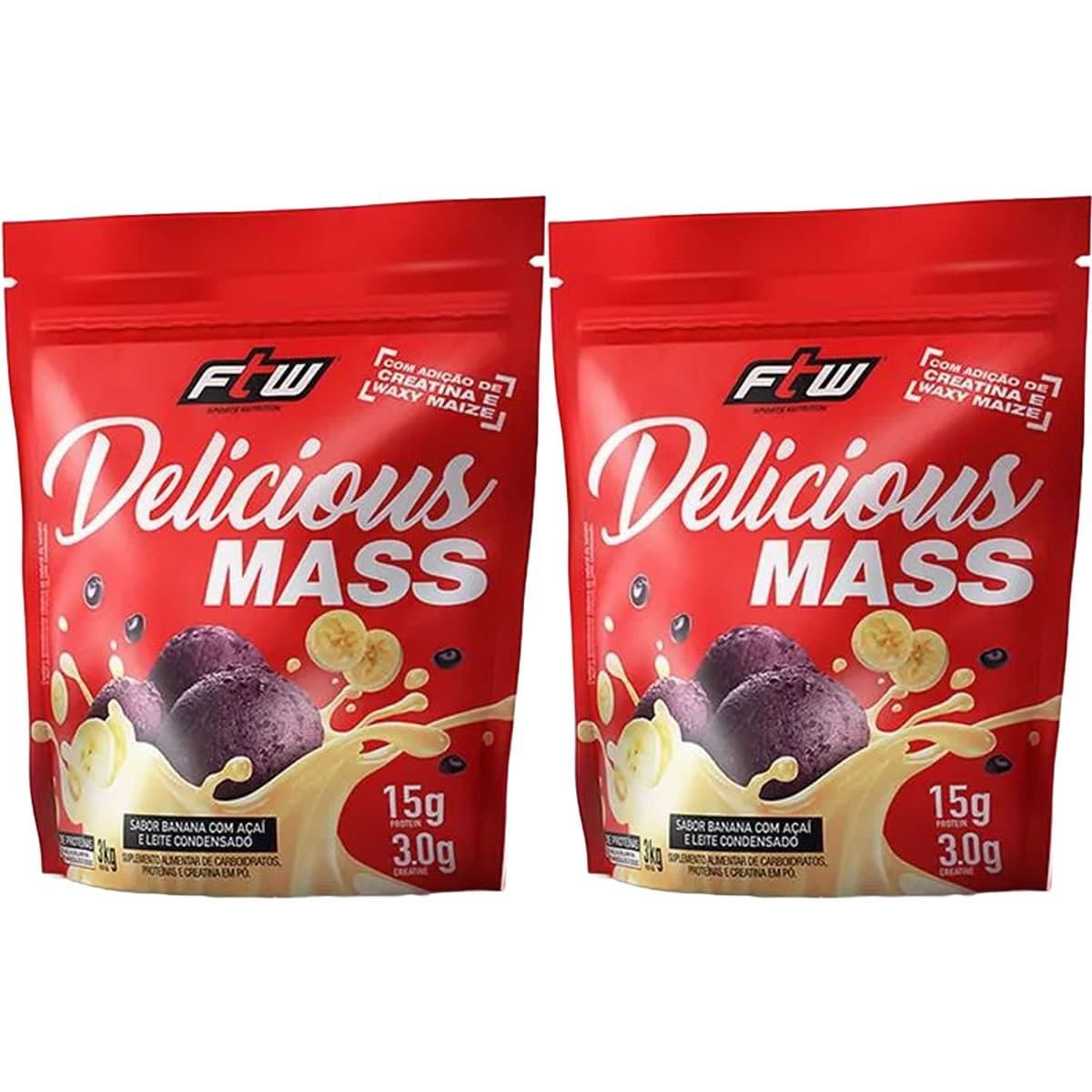 Kit 2X Delicious Mass - 3000g Refil Banana com A�a� e Leite Condensado - FTW