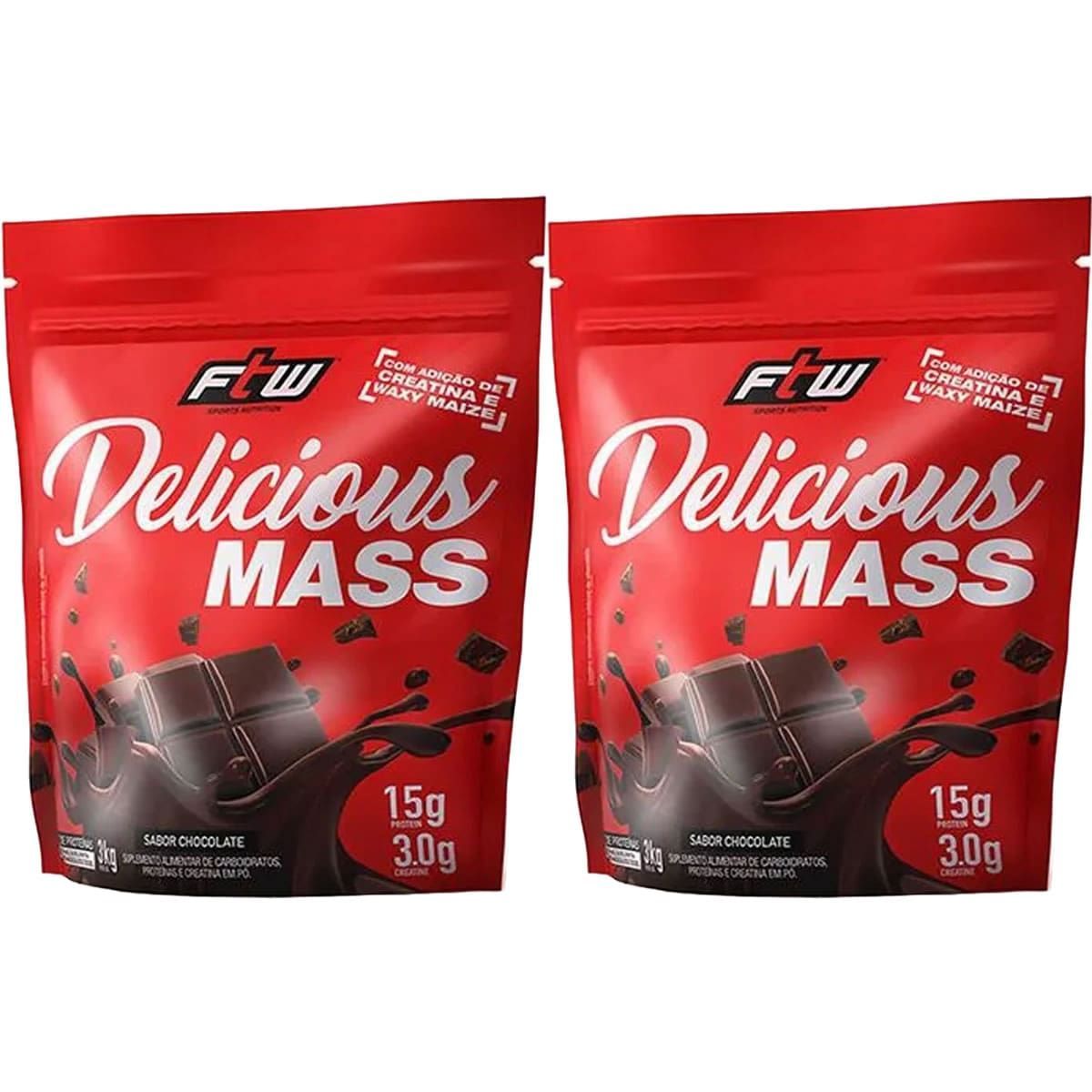 Kit 2X Delicious Mass - 3000g Refil Chocolate - FTW