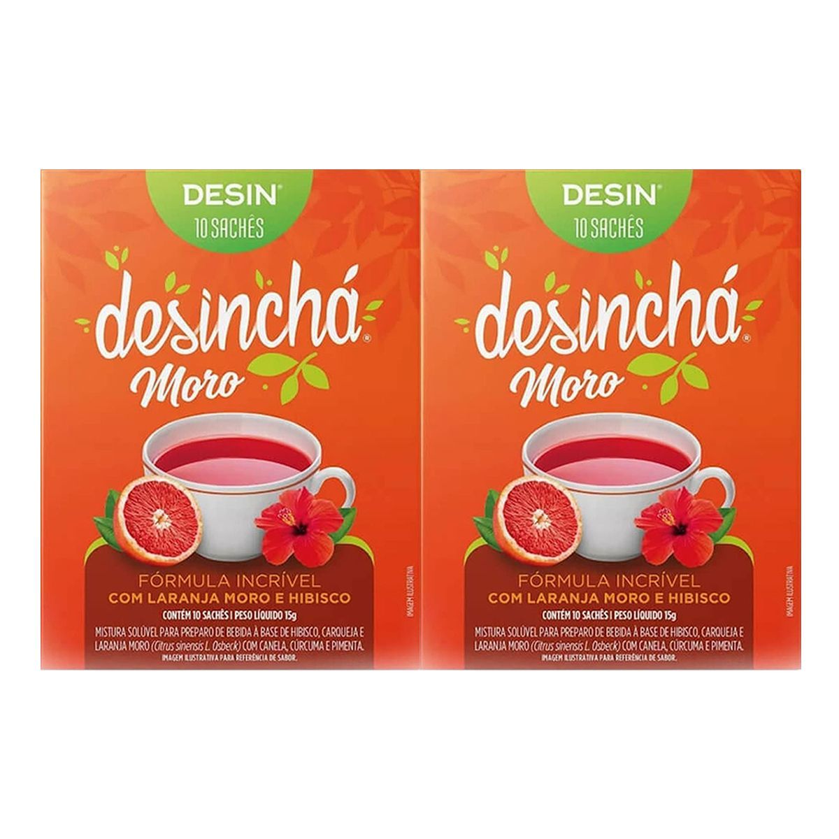 Kit 2X Desincha Moro - 10 Sach�s Laranja Moro e Hibisco - Desinch�
