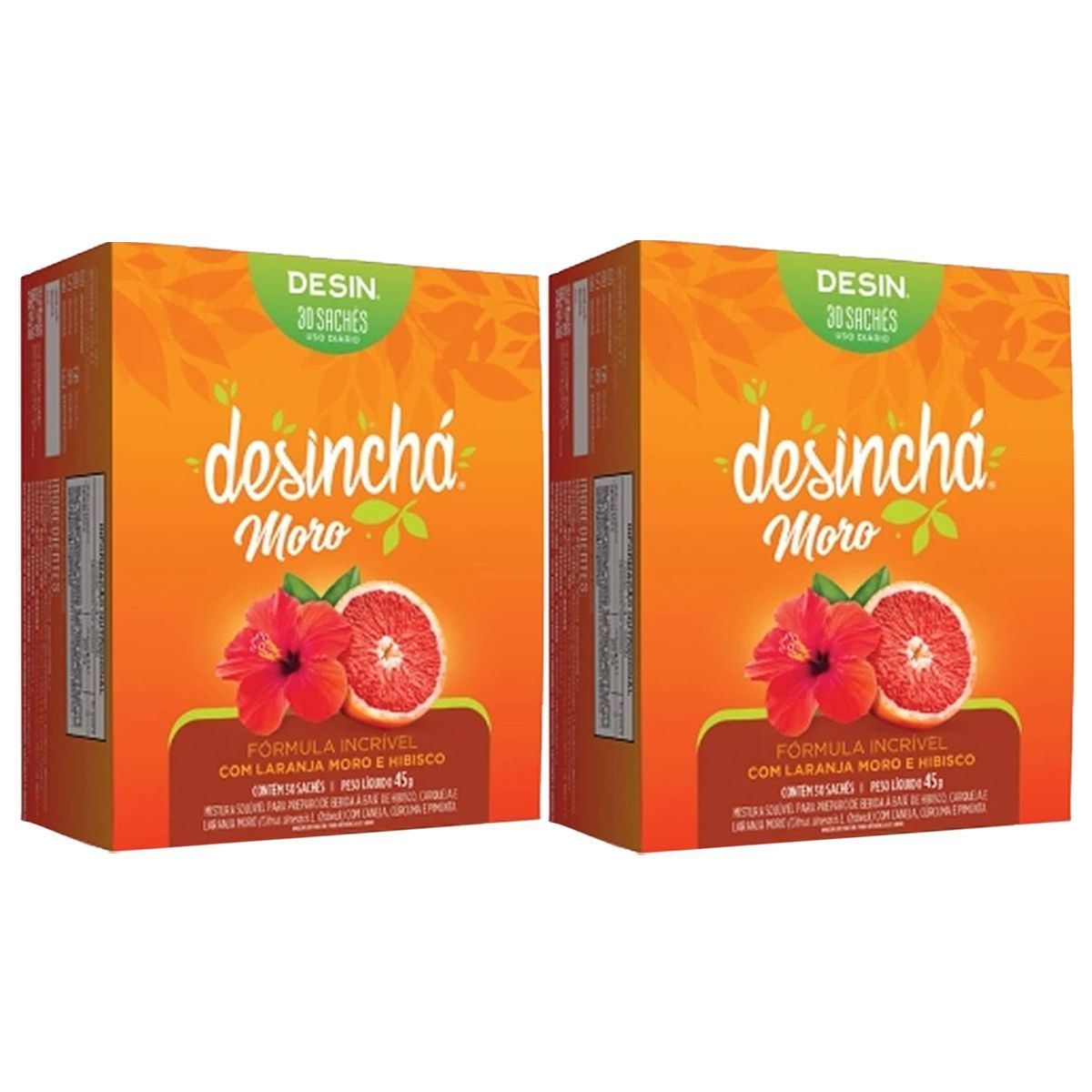 Kit 2X Desincha Moro - 30 Sach�s Laranja Moro e Hibisco - Desinch�