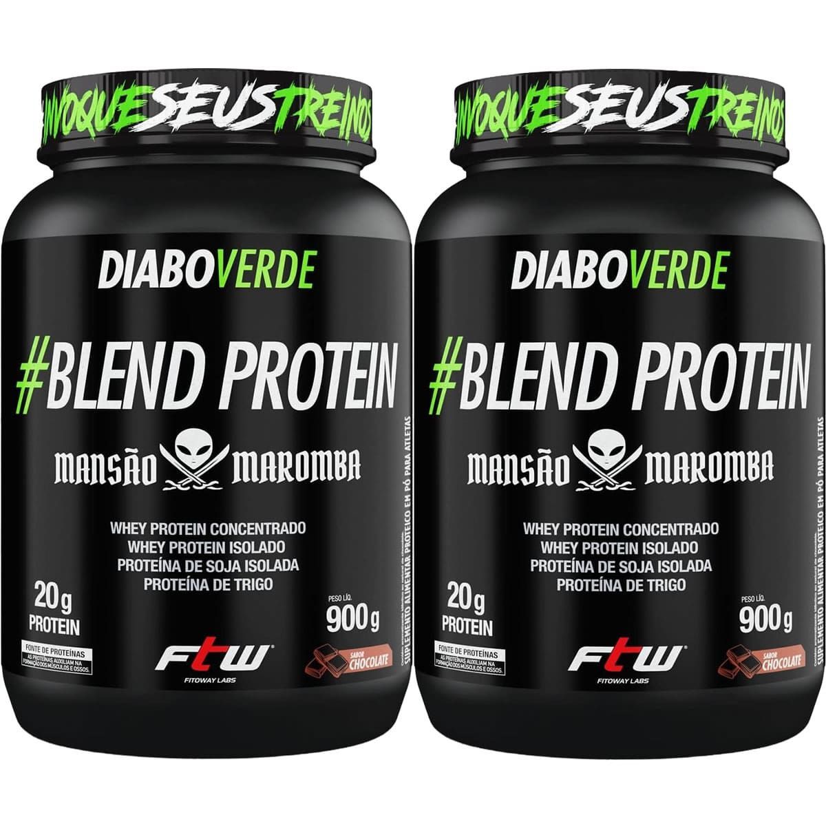 Kit 2X Diabo Verde Blend Protein Mans�o Maromba - 900g Chocolate - FTW