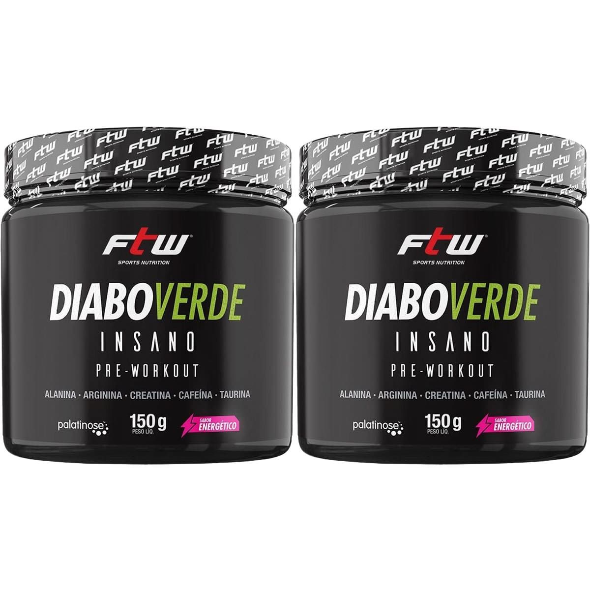 Kit 2X Diabo Verde Insano Pre - Workout - 150g Sabor Energ�tico - FTW