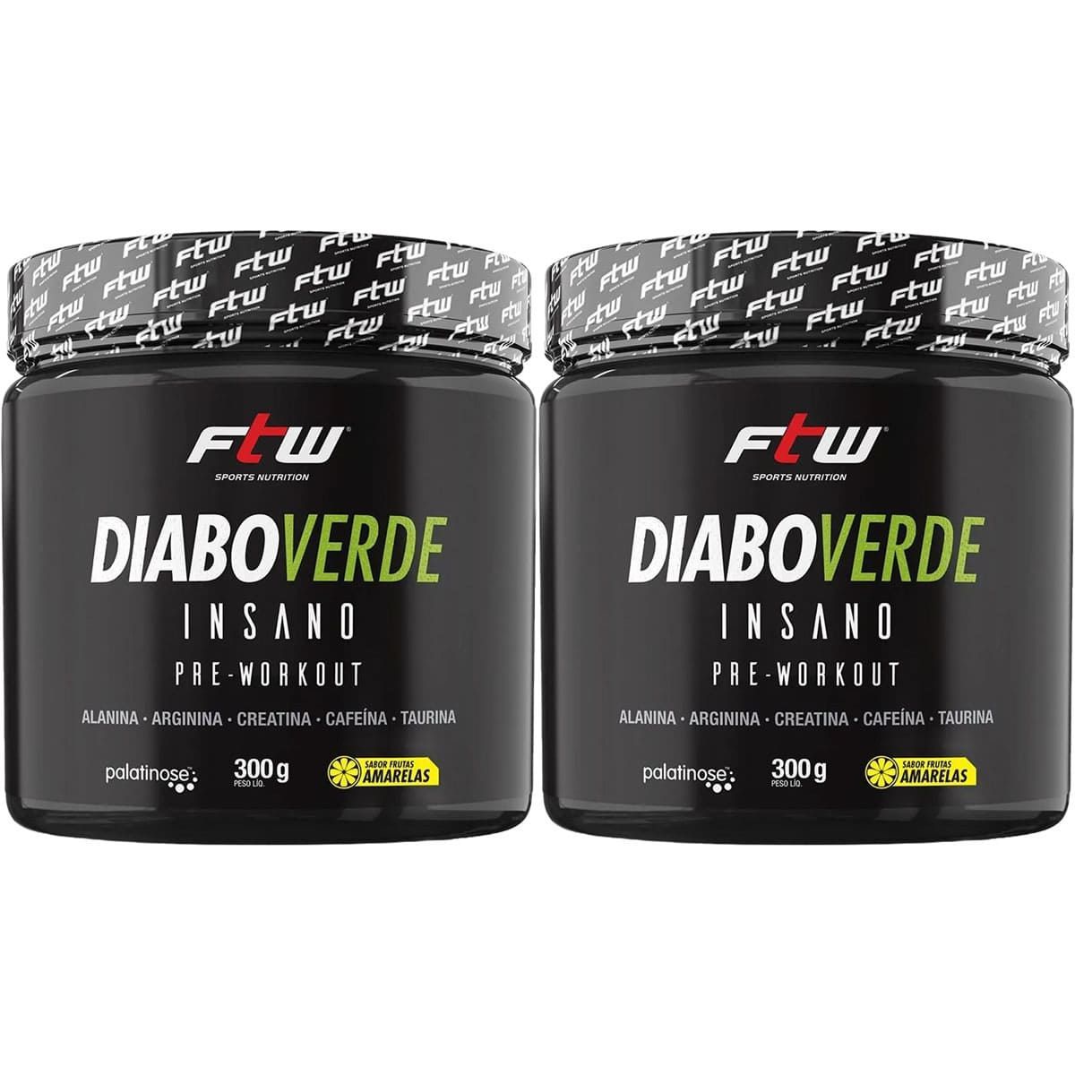 Kit 2X Diabo Verde Insano Pre - Workout - 300g Frutas Amarelas - FTW