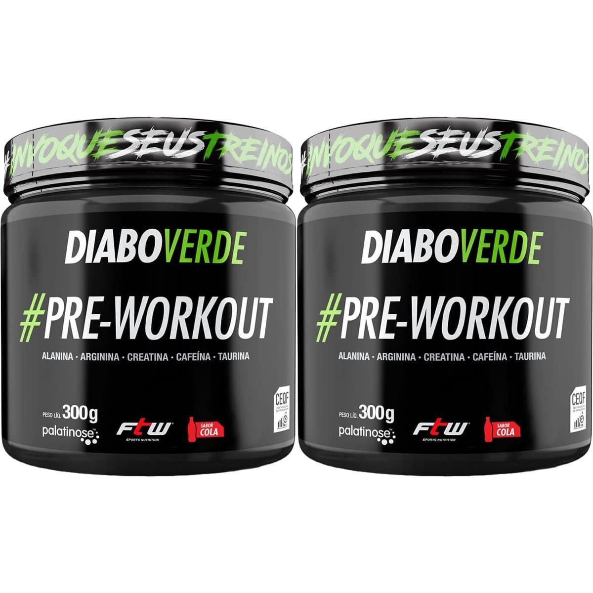 Kit 2X Diabo Verde Pre-Workout - 300g Sabor Cola - FTW