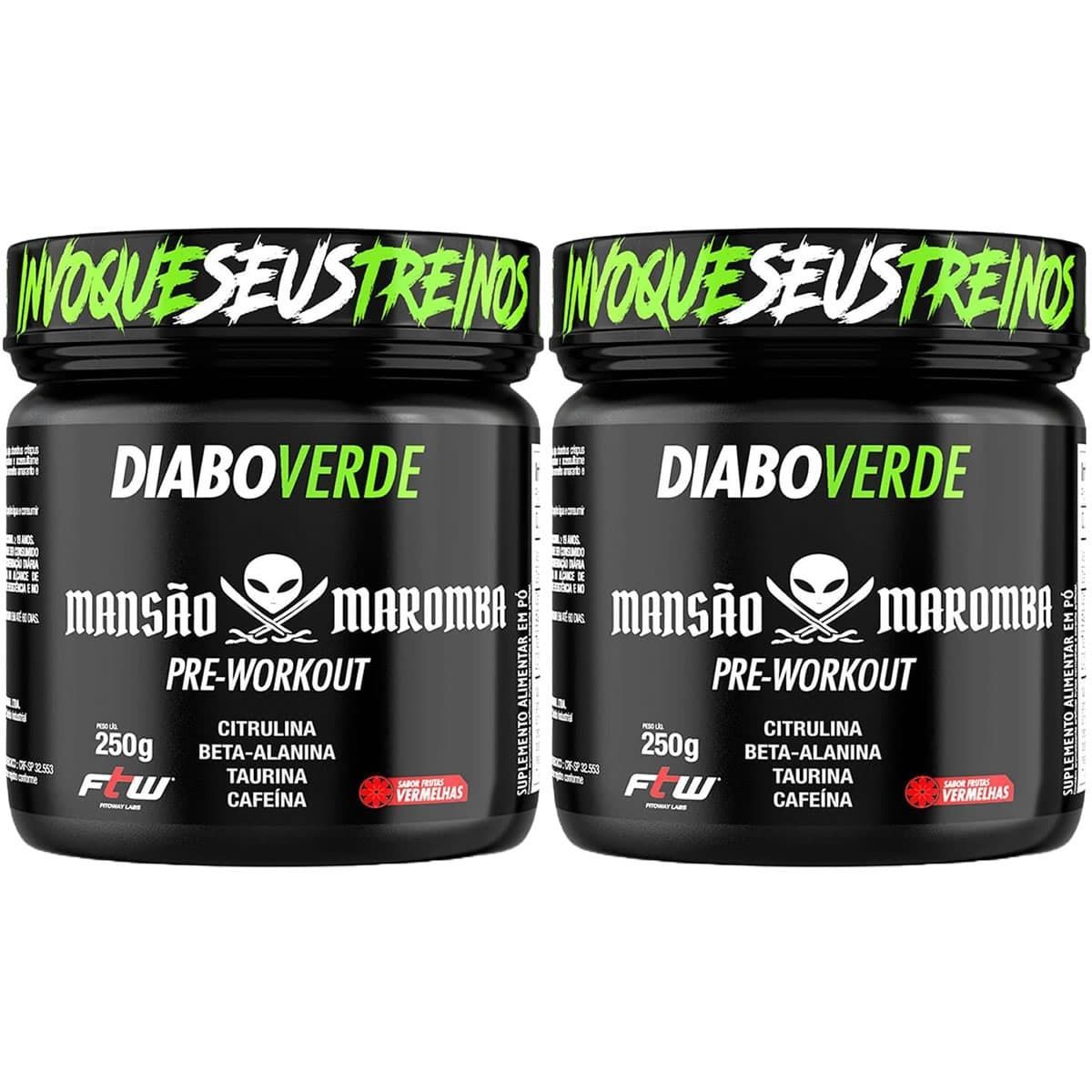Kit 2X Diabo Verde Pre-Workout Mans�o Maromba - 250g Frutas Vermelhas - FTW