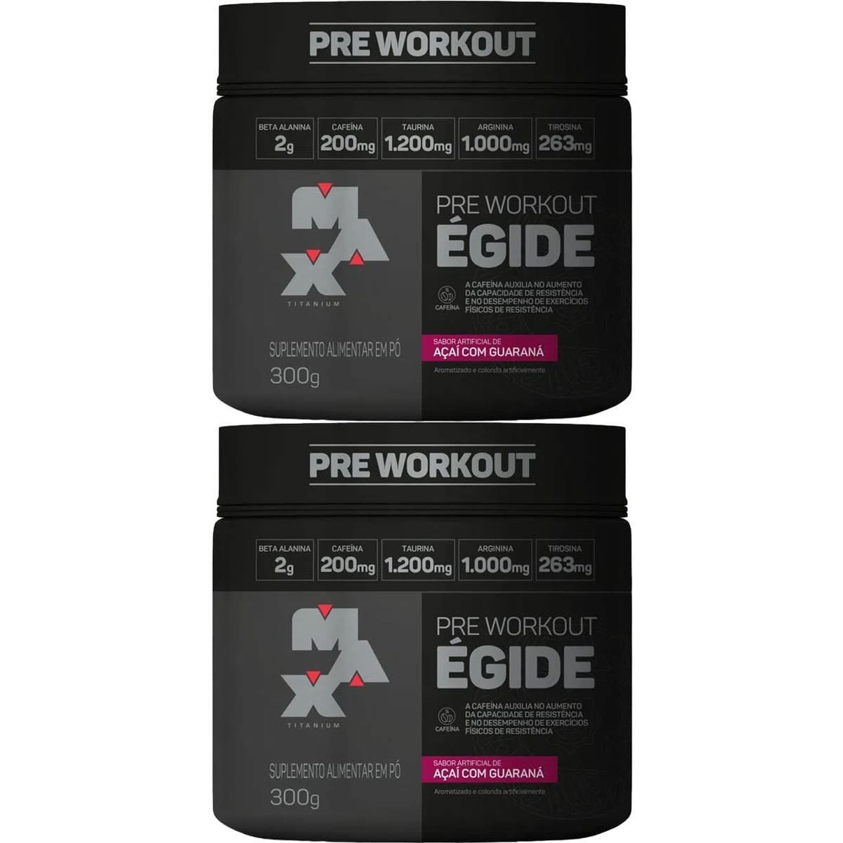 Kit 2X �gide Pre Workout - 300g A�a� Com Guaran� - Max Titanium