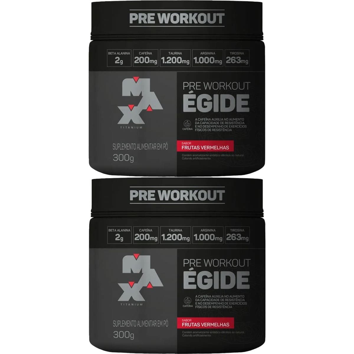 Kit 2X �gide Pre Workout - 300g Frutas Vermelhas - Max Titanium