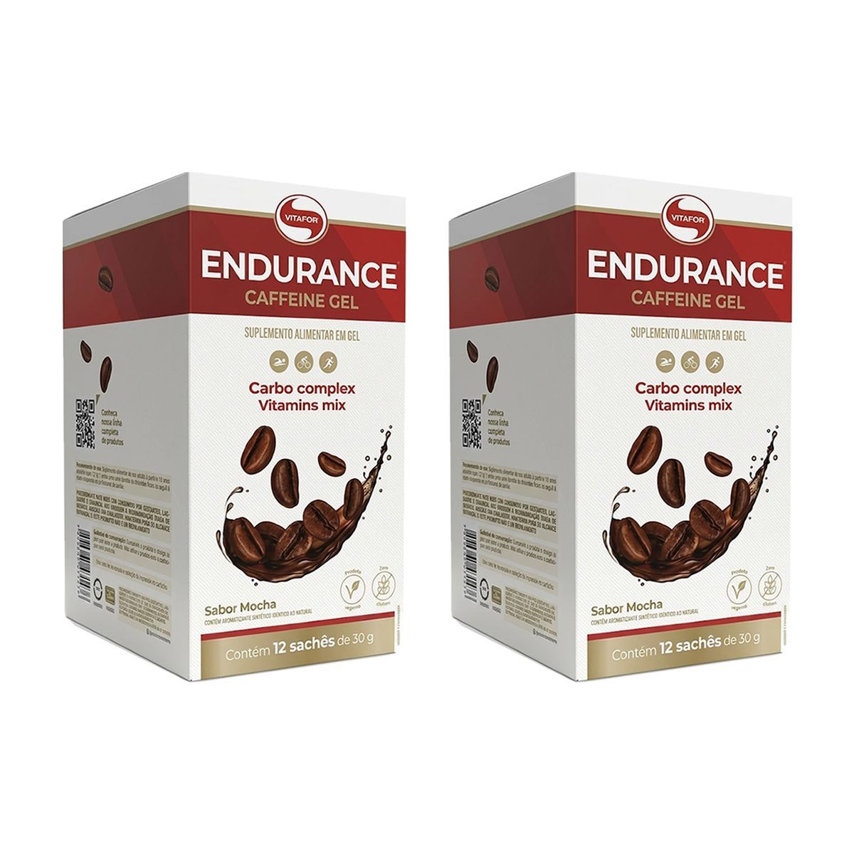 Kit 2X Endurance Caffeine Gel - 12 Sach�s 30g Mocha - Vitafor