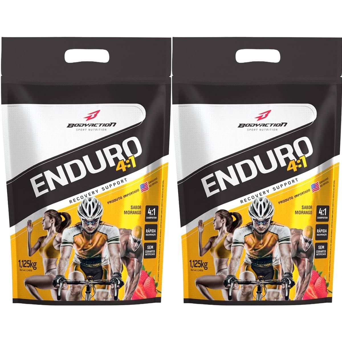 Kit 2X Enduro 4:1 - 1125g Morango Refil - BodyAction