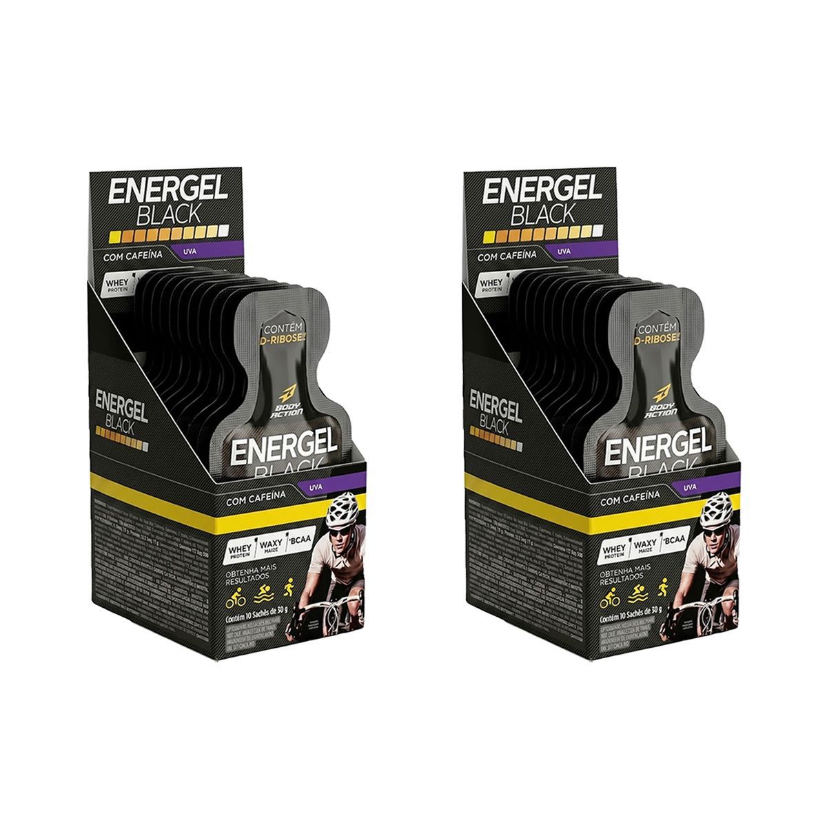 Kit 2X Energel Black - 10 Sach�s 30g Uva - BodyAction