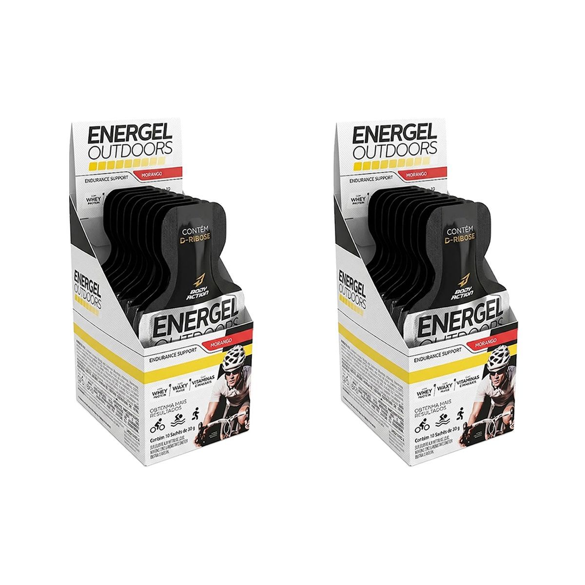Kit 2X Energel Outdoors - 10 Unidades Morango - BodyAction