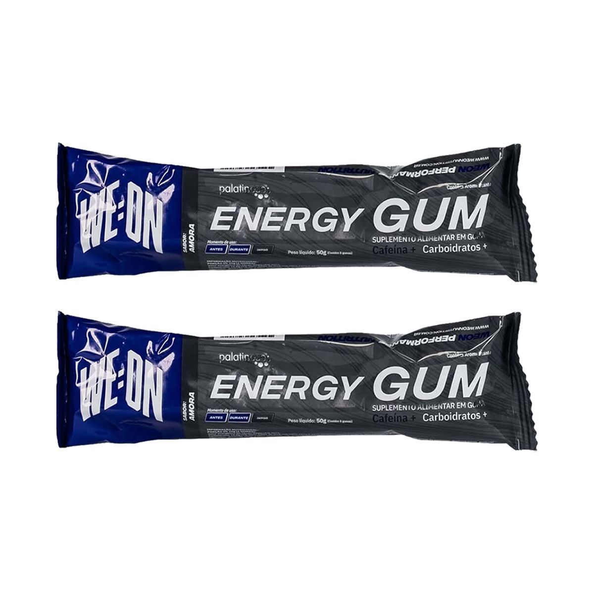 Kit 2X Energy Gum Cafeina + Palatinose - 1 Unidade 50g Amora - WE:ON