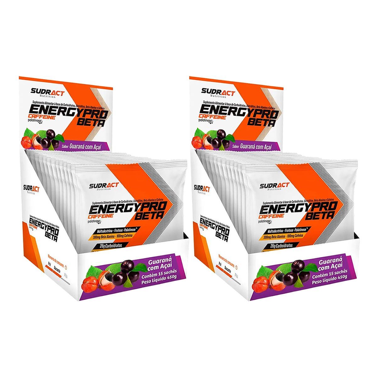 Kit 2X Energy Pro Beta - 15 Sach�s 30g Guaran� com A�a� - Sudract Nutrition