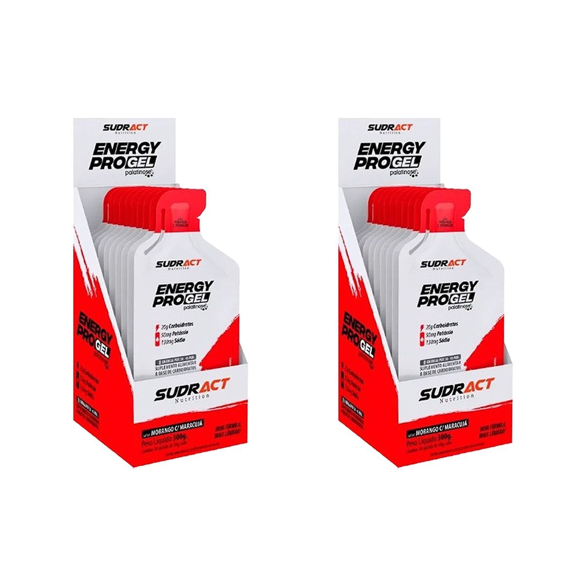 Kit 2X Energy Pro Gel - 10 Sach�s 30g Morango com Maracuj� - Sudract Nutrition