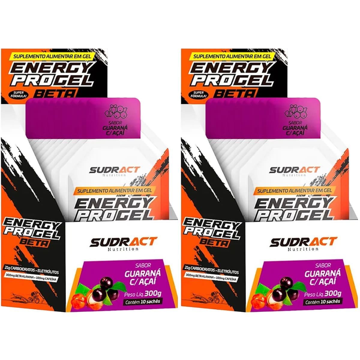 Kit 2X Energy Pro Gel Beta - 10 Sach�s 30g Guaran� Com A�a� - Sudract Nutrition	
