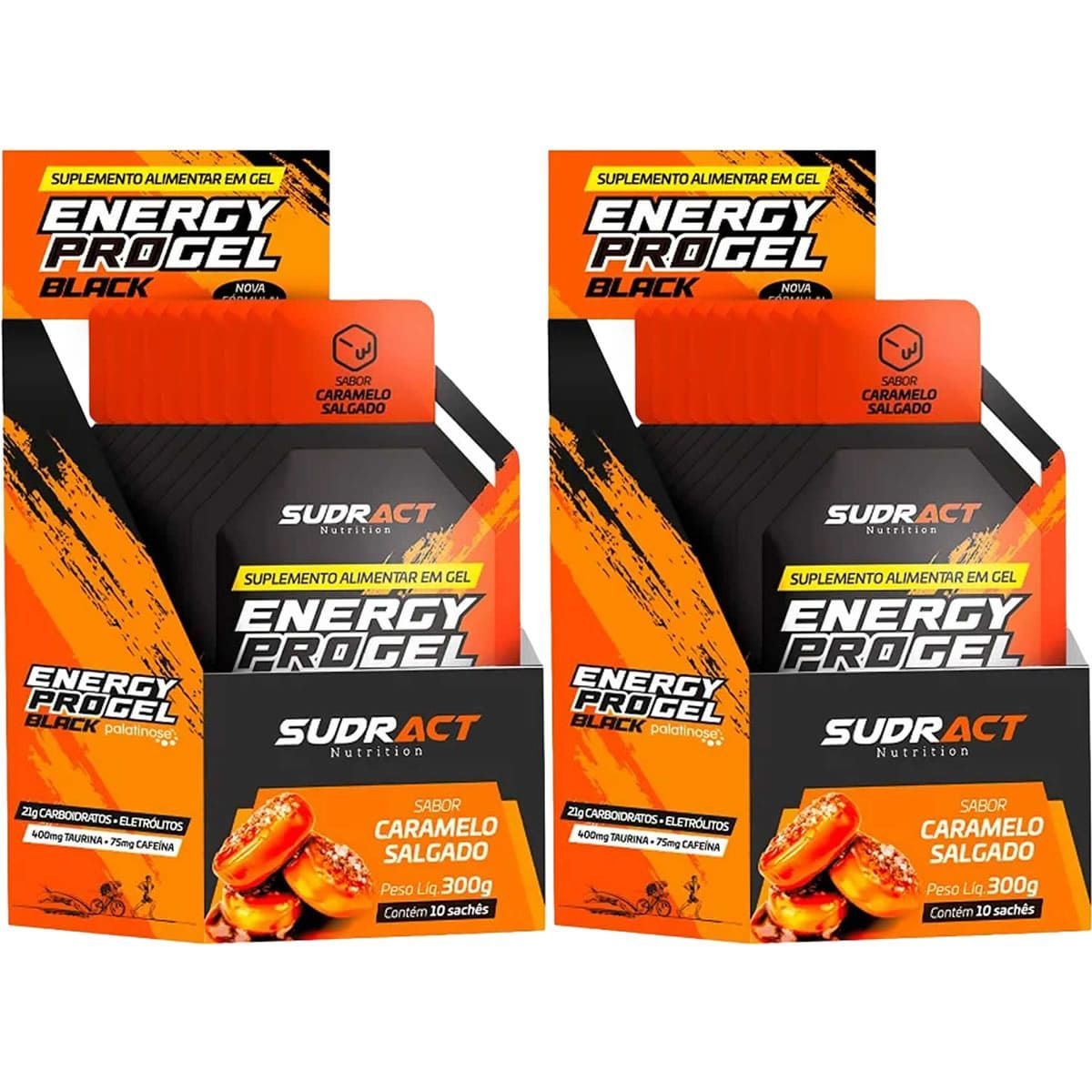 Kit 2X Energy Pro Gel Black - 10 Sach�s 30g Caramelo Salgado - Sudract Nutrition