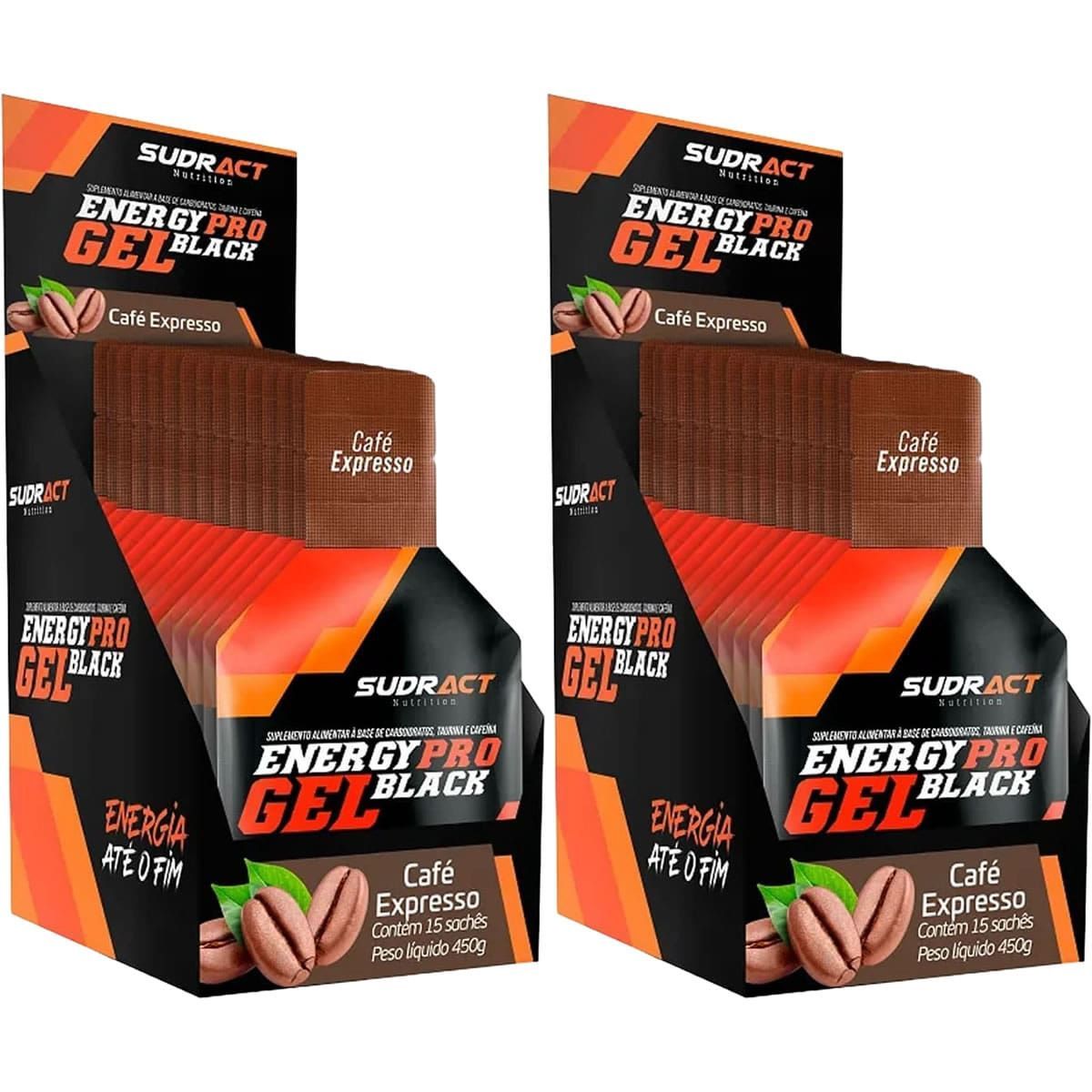 Kit 2X Energy Pro Gel Black - 15 Sach�s 30g Caf� Expresso - Sudract Nutrition