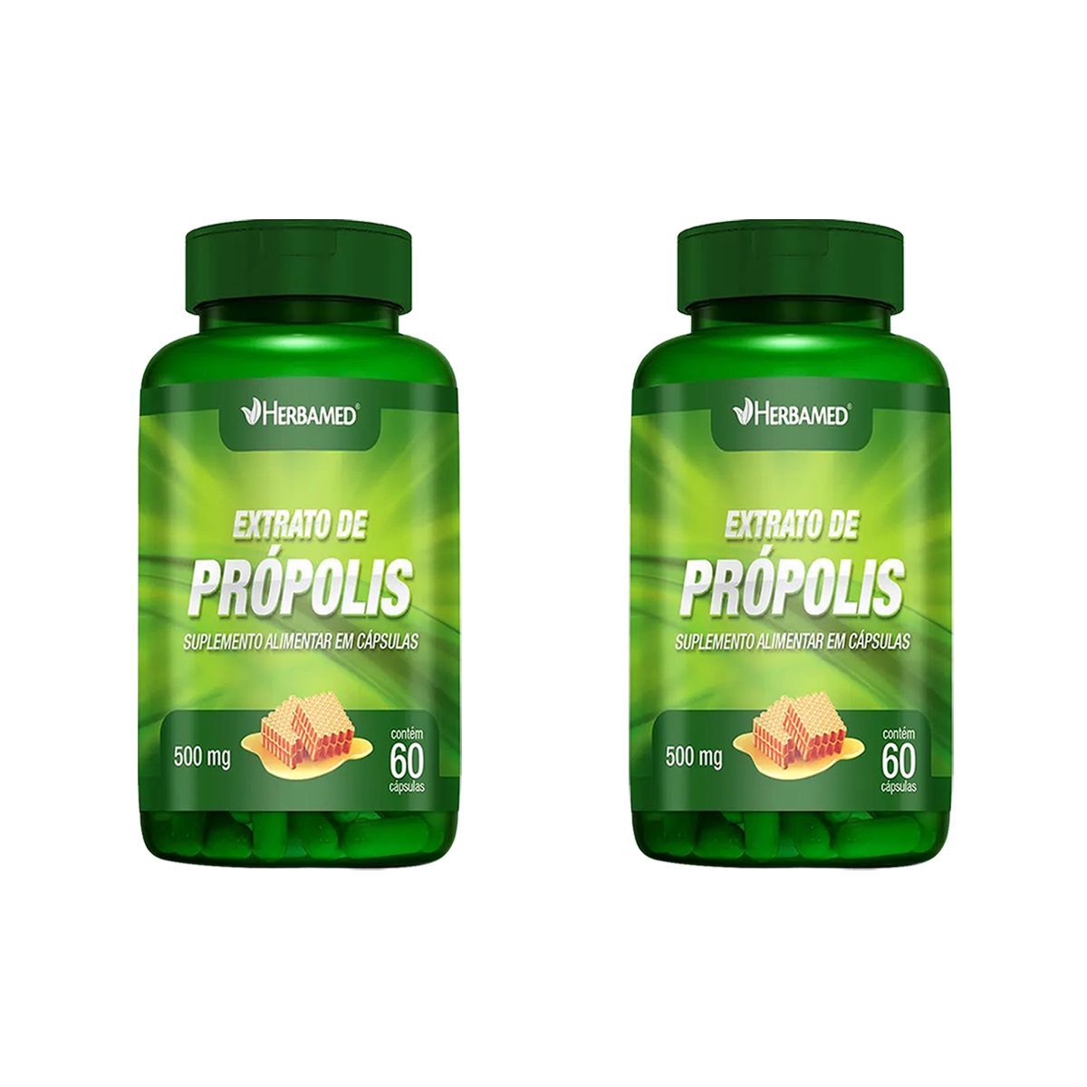 Kit 2X Extrato de Pr�polis 500mg - 60 C�psulas - Herbamed