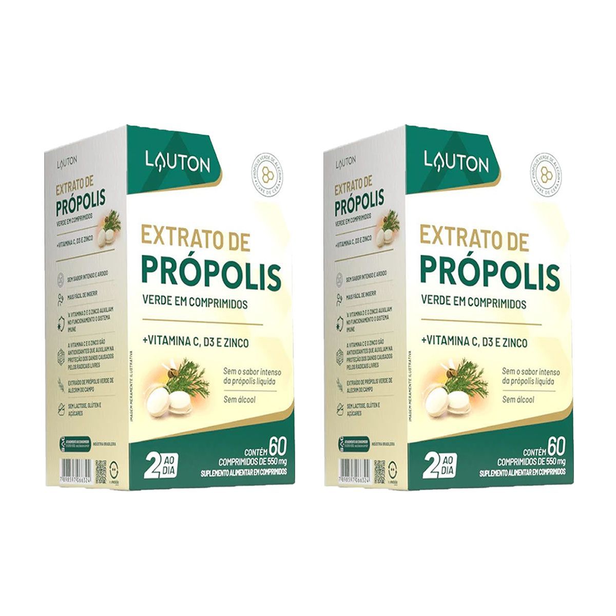 Kit 2X Extrato de Pr�polis Verde Liofilizado - 60 C�psulas - Lauton Nutrition