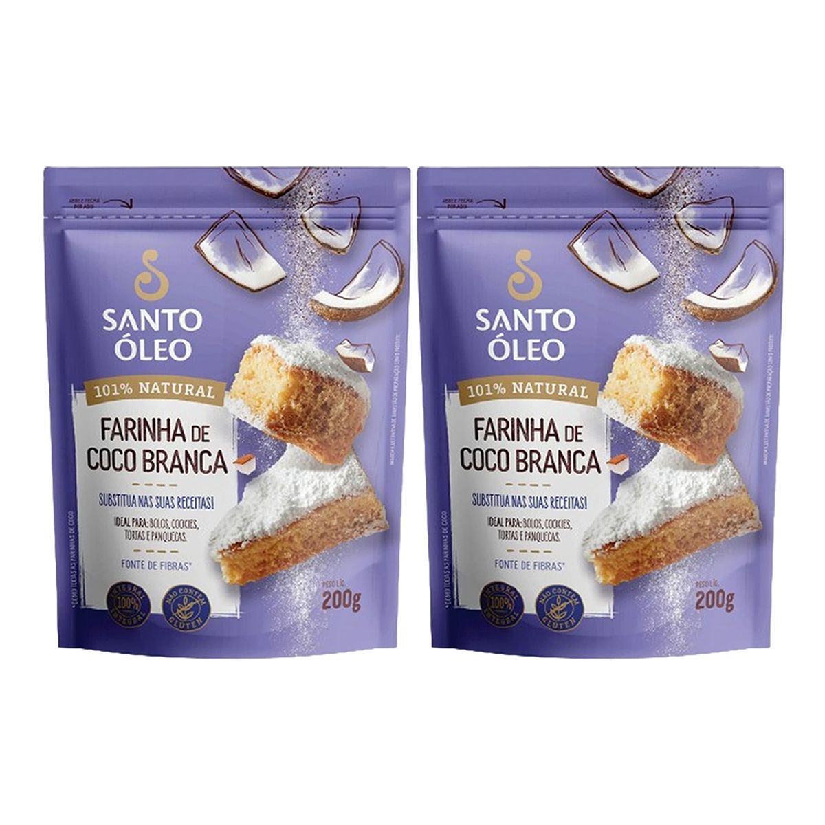 Kit 2X Farinha de Coco Branca - 200g - Santo �leo