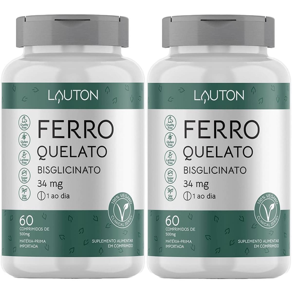 Kit 2X Ferro Quelato Bisglicinato - 60 Comprimidos - Lauton Nutrition