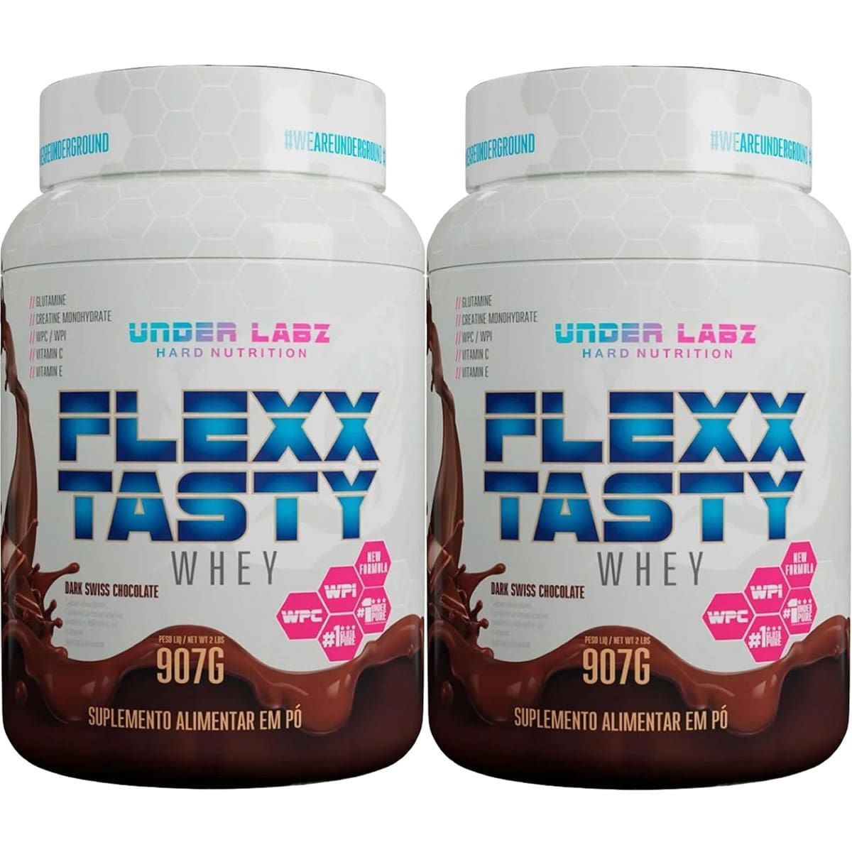 Kit 2X Flexx Tasty Whey 907g - Dark Swiss Chocolate - Under Labz