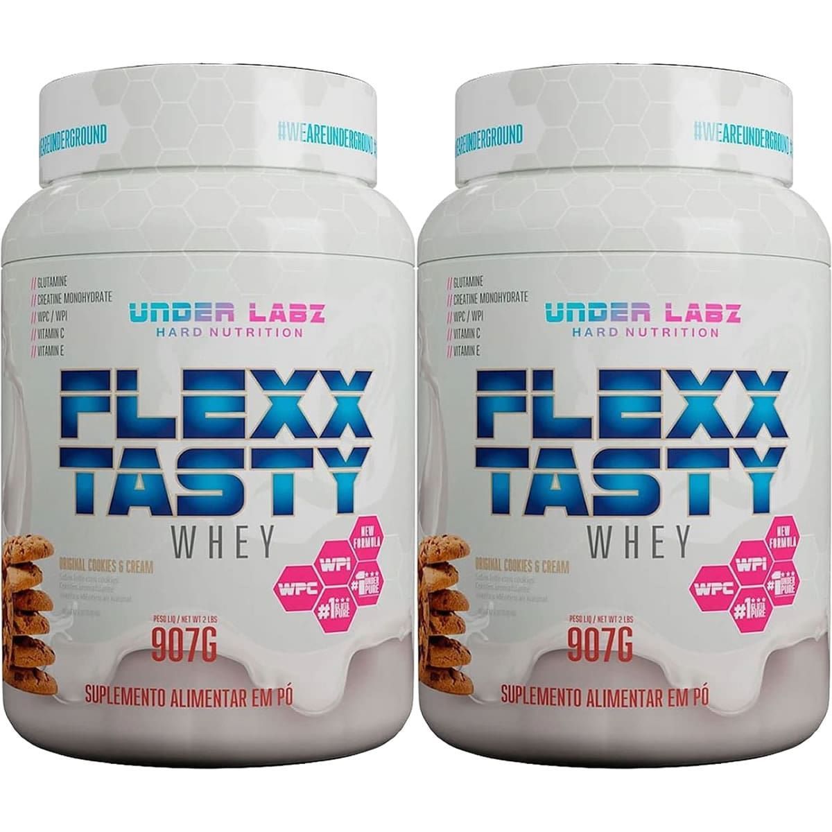 Kit 2X Flexx Tasty Whey - 907g Original Cookies e Cream - Under Labz