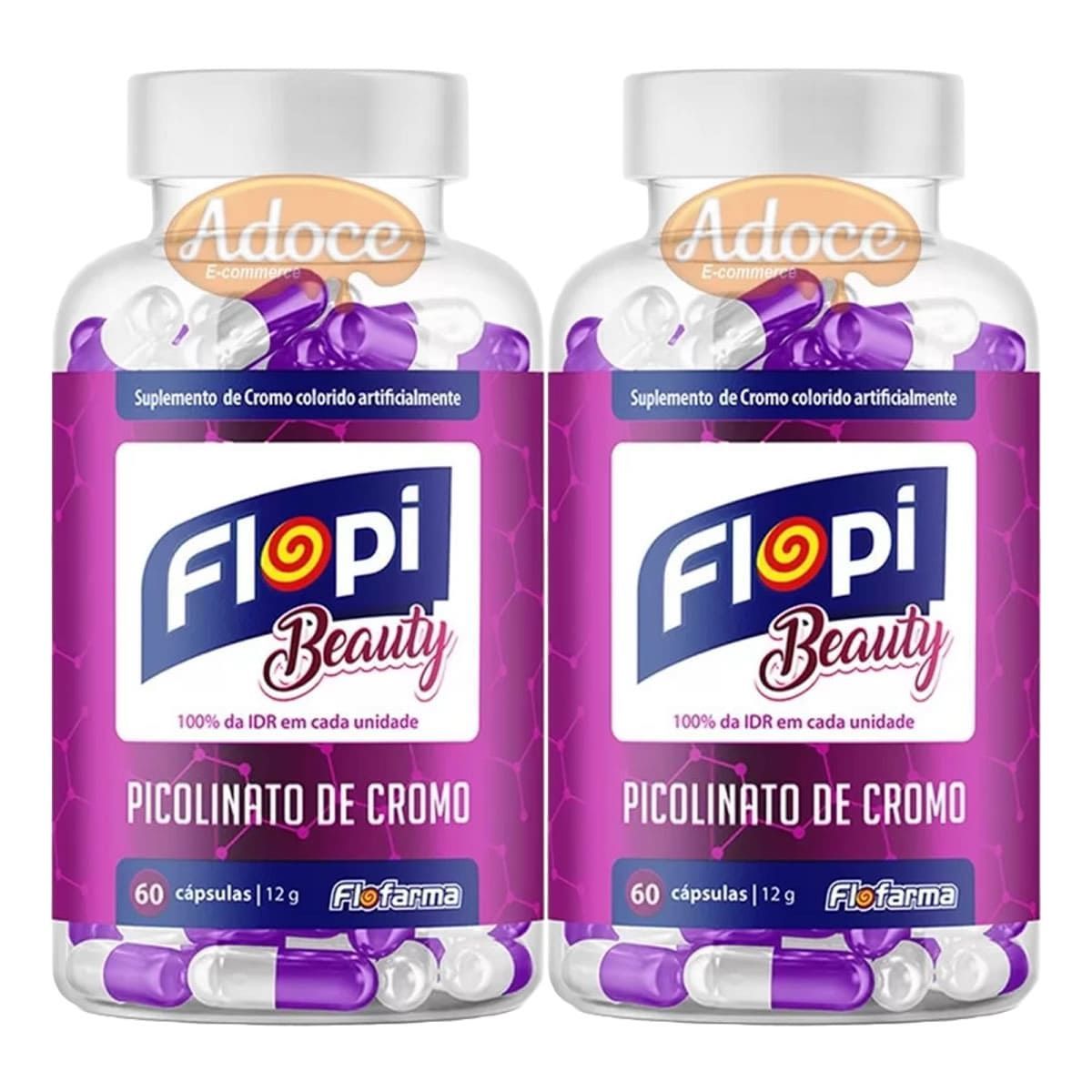 Kit 2X Flopi Beauty Picolinato de Cromo - 60 C�psulas - Flofarma