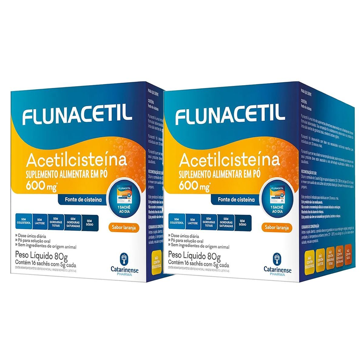 Kit 2X Flunacetil 600mg - 16 Sach�s 5g Laranja - Catarinense