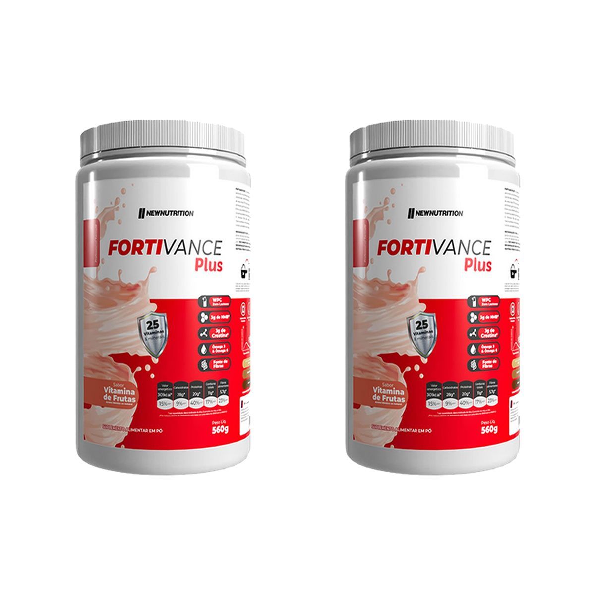 Kit 2X Fortivance Plus - 560g Vitamina de Frutas - NewNutrition