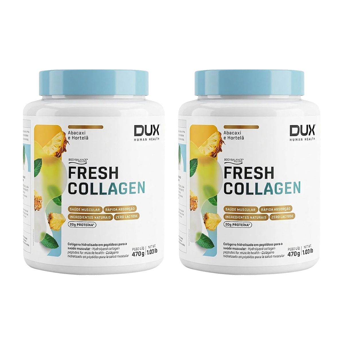 Kit 2X Fresh Collagen - 450g Abacaxi e Hortel� - Dux Nutrition