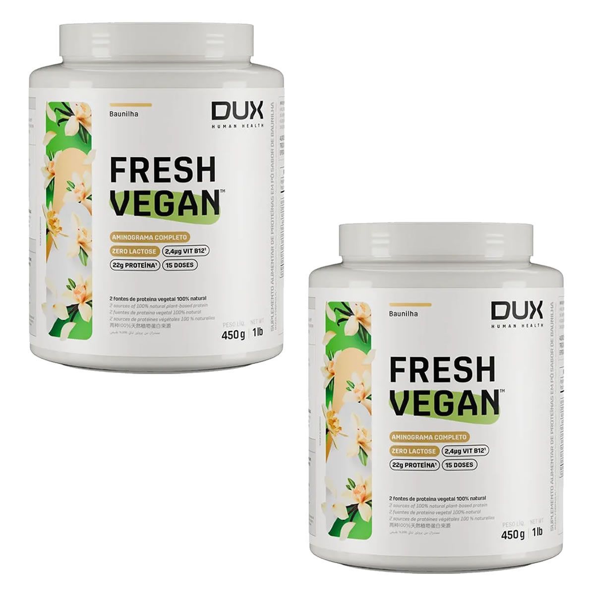 Kit 2X Fresh Vegan - 450g Baunilha - Dux Human Healt