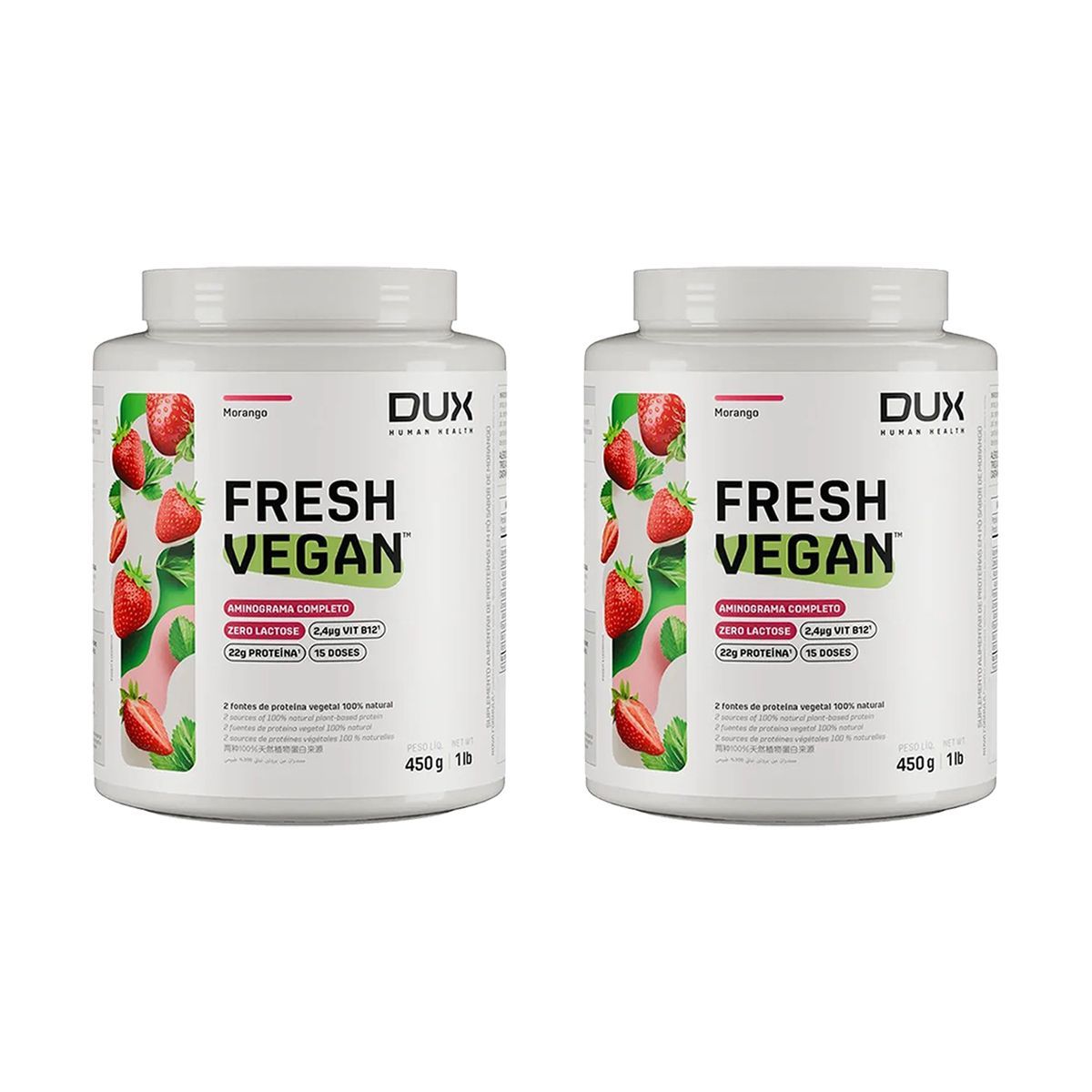 Kit 2X Fresh Vegan - 450g Morango - Dux Human Healt